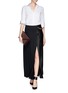 Figure View - Click To Enlarge - VICTORIA BECKHAM - Crepe-satin pleat chain maxi skirt