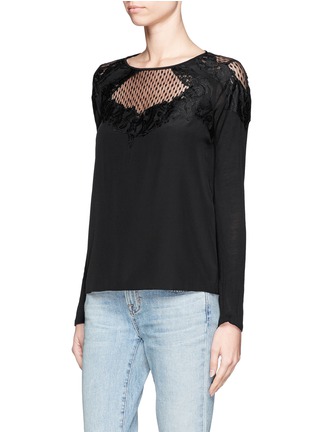 Front View - Click To Enlarge - DIANE VON FURSTENBERG - Nadia lace-panel silk blouse