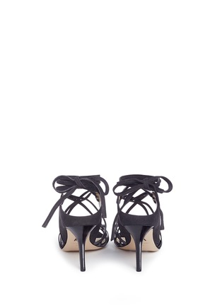 Back View - Click To Enlarge - PAUL ANDREW - 'Lindberg 85' ankle tie suede woven leather sandals