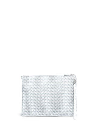 Detail View - Click To Enlarge - REFLECTIONS COPENHAGEN - 'Pochette Plate GM' basketweave effect coated canvas clutch