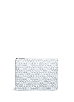 Main View - Click To Enlarge - REFLECTIONS COPENHAGEN - 'Pochette Plate GM' basketweave effect coated canvas clutch