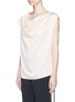Front View - Click To Enlarge - LANVIN - Chain embellished open back drape satin top
