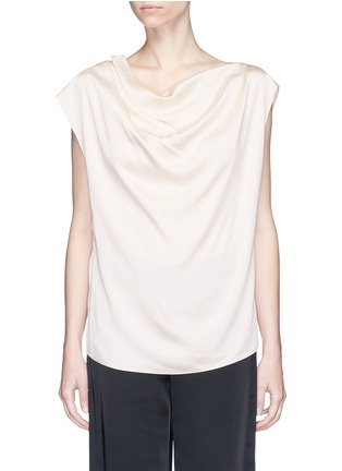Main View - Click To Enlarge - LANVIN - Chain embellished open back drape satin top