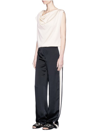 Figure View - Click To Enlarge - LANVIN - Chain embellished open back drape satin top