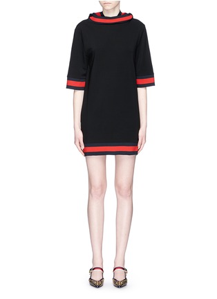 Main View - Click To Enlarge - GUCCI - WEB TRIM JERSEY HOODIE DRESS