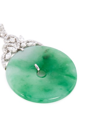 Detail View - Click To Enlarge - LC COLLECTION JADE - Diamond jade 18k white gold jade hoop pendant