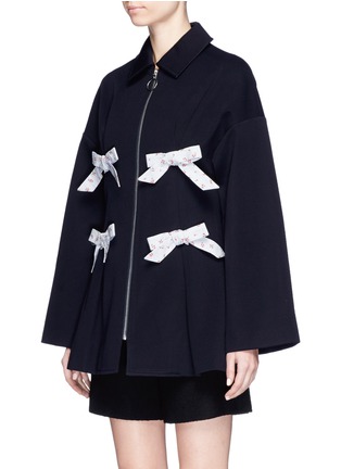 Front View - Click To Enlarge - SHUSHU/TONG - Floral print bow twill coat