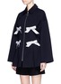 Front View - Click To Enlarge - SHUSHU/TONG - Floral print bow twill coat