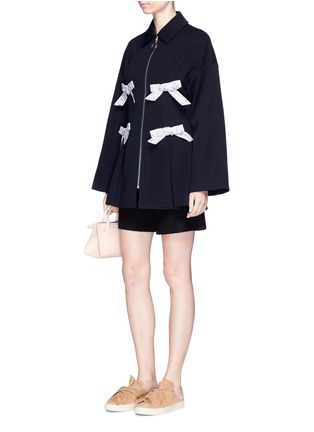 Figure View - Click To Enlarge - SHUSHU/TONG - Floral print bow twill coat