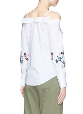 Back View - Click To Enlarge - HELEN LEE - Bunny and floral embroidered off-shoulder shirt