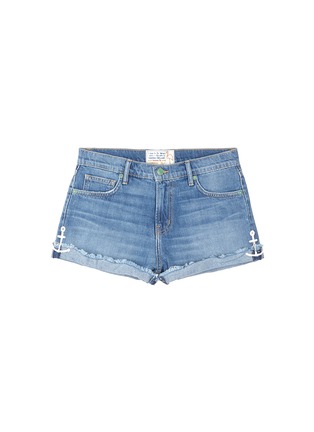 Main View - Click To Enlarge - SANDRINE ROSE - Anchor embroidered frayed cuff denim shorts