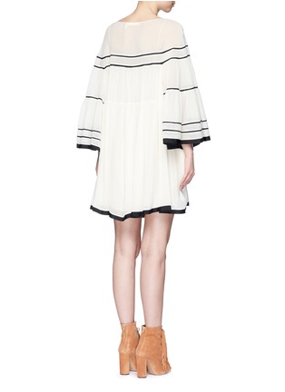 Back View - Click To Enlarge - CHLOÉ - Bell sleeve stripe crépon dress