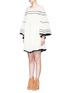 Front View - Click To Enlarge - CHLOÉ - Bell sleeve stripe crépon dress
