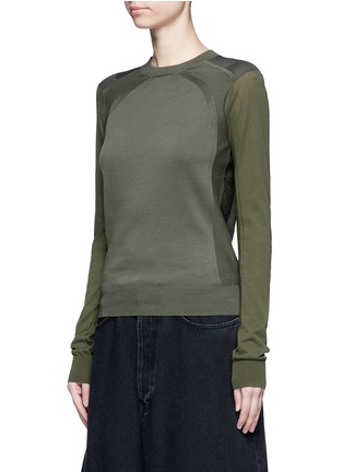 Front View - Click To Enlarge - ACNE STUDIOS - Slim fit contrast sleeve cotton sweater
