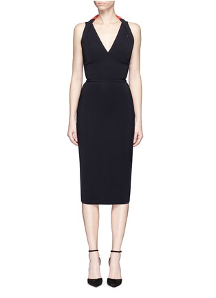 Main View - Click To Enlarge - VICTORIA BECKHAM - Ruched halterneck ribbed jersey dress