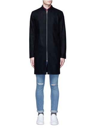 Main View - Click To Enlarge - TOPMAN - Felted long bomber jacket