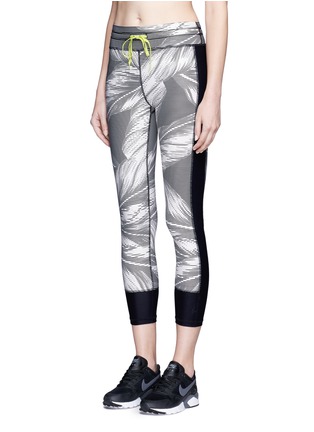 Front View - Click To Enlarge - THE UPSIDE - 'Valley Palms' print cropped performance leggings