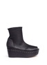 Main View - Click To Enlarge - RICK OWENS  - Lambskin leather wooden platform sock sandal booties