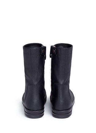 Back View - Click To Enlarge - RICK OWENS  - Zip leather sneaker boots