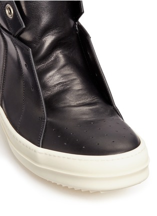 Detail View - Click To Enlarge - RICK OWENS  - 'Island Dunk' leather laceless mid top sneakers