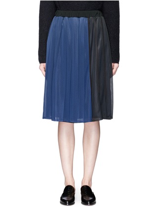 Main View - Click To Enlarge - MUVEIL - Pleated mesh jersey skirt