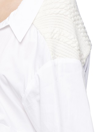Detail View - Click To Enlarge - MUVEIL - Knit shoulder drawstring waist shirt