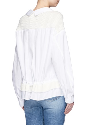 Back View - Click To Enlarge - MUVEIL - Knit shoulder drawstring waist shirt