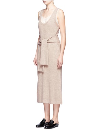 Front View - Click To Enlarge - MUVEIL - Waist sash wool angora blend knit dress