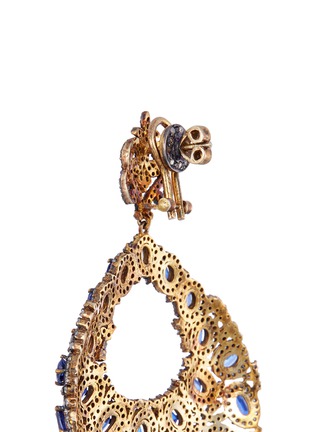 Detail View - Click To Enlarge - AISHWARYA - Diamond kyenite gold alloy teardrop hoop earrings