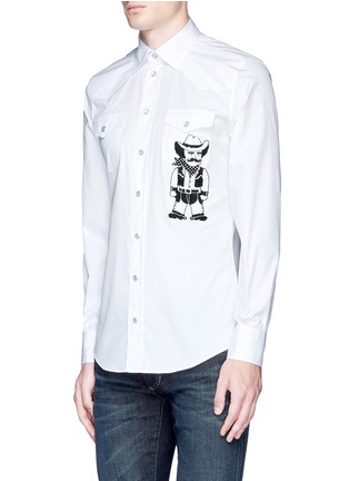 Front View - Click To Enlarge - - - Slim fit Sicilian cowboy embroidery cotton shirt