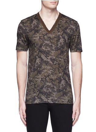 Main View - Click To Enlarge - - - Digital camouflage print V-neck T-shirt