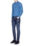 Figure View - Click To Enlarge - - - 'Gold 10' slim fit cat embellished jeans
