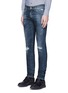 Front View - Click To Enlarge - - - 'Stretch 14' slim fit medium wash distressed jeans