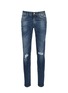 Main View - Click To Enlarge - - - 'Stretch 14' slim fit medium wash distressed jeans