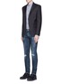 Figure View - Click To Enlarge - - - 'Stretch 14' slim fit medium wash distressed jeans