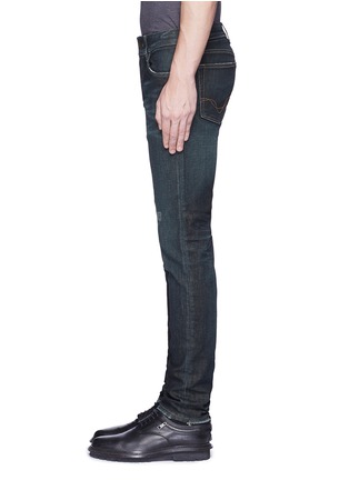 Detail View - Click To Enlarge - - - 'Stretch 14' slim fit dark wash distressed jeans