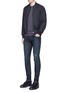 Figure View - Click To Enlarge - - - 'Stretch 14' slim fit dark wash distressed jeans