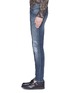 Detail View - Click To Enlarge - - - 'Stretch 14' slim fit medium wash embroidered jeans