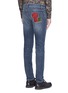 Back View - Click To Enlarge - - - 'Stretch 14' slim fit medium wash embroidered jeans