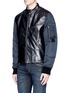 Front View - Click To Enlarge - - - Leather front bomber jacket