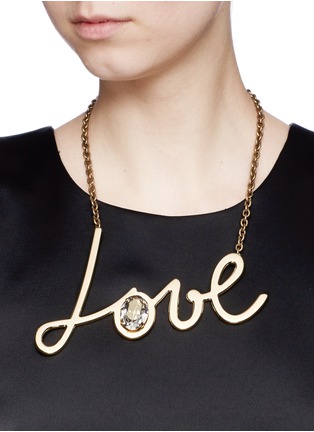 Figure View - Click To Enlarge - LANVIN - 'Love' crystal brass necklace