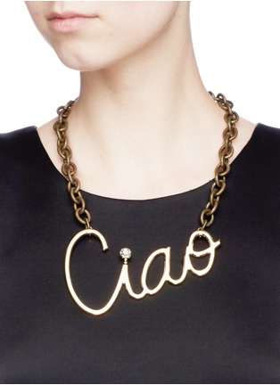 Figure View - Click To Enlarge - LANVIN - 'Ciao' crystal brass necklace