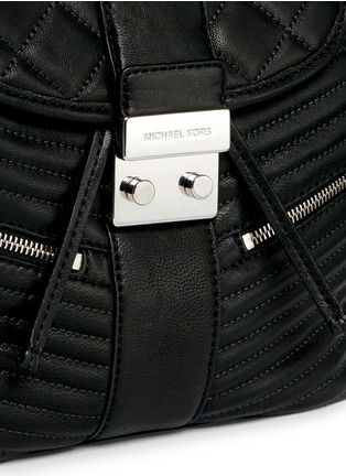 Detail View - Click To Enlarge - MICHAEL KORS - 'Elisa' rhodium buckle quilted leather backpack