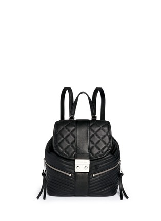 Main View - Click To Enlarge - MICHAEL KORS - 'Elisa' rhodium buckle quilted leather backpack