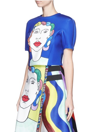 Front View - Click To Enlarge - CHICTOPIA - Illustration print scuba jersey cropped T-shirt