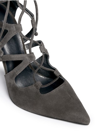 Detail View - Click To Enlarge - STUART WEITZMAN - 'Excite' caged lace-up suede pumps