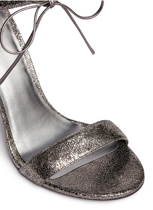 Detail View - Click To Enlarge - STUART WEITZMAN - 'Tynela' cracked metallic leather lace-up sandals