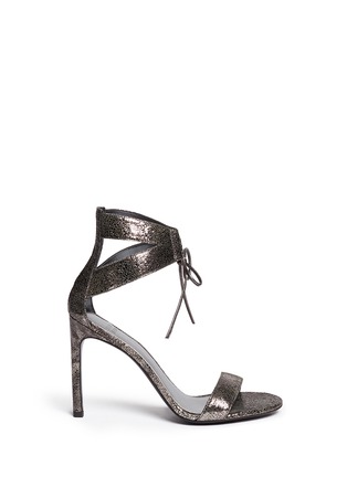Main View - Click To Enlarge - STUART WEITZMAN - 'Tynela' cracked metallic leather lace-up sandals