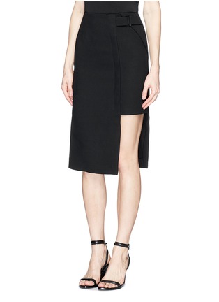 Front View - Click To Enlarge - 72723 - Faux wrap front double bonded crepe skirt
