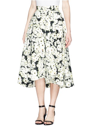 Front View - Click To Enlarge - 72723 - Daisy print bonded crepe midi skirt